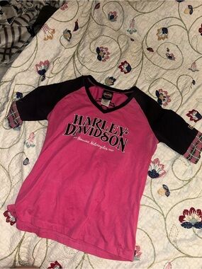 Harley-Davidson Pink & Black Raglan T-Shirt